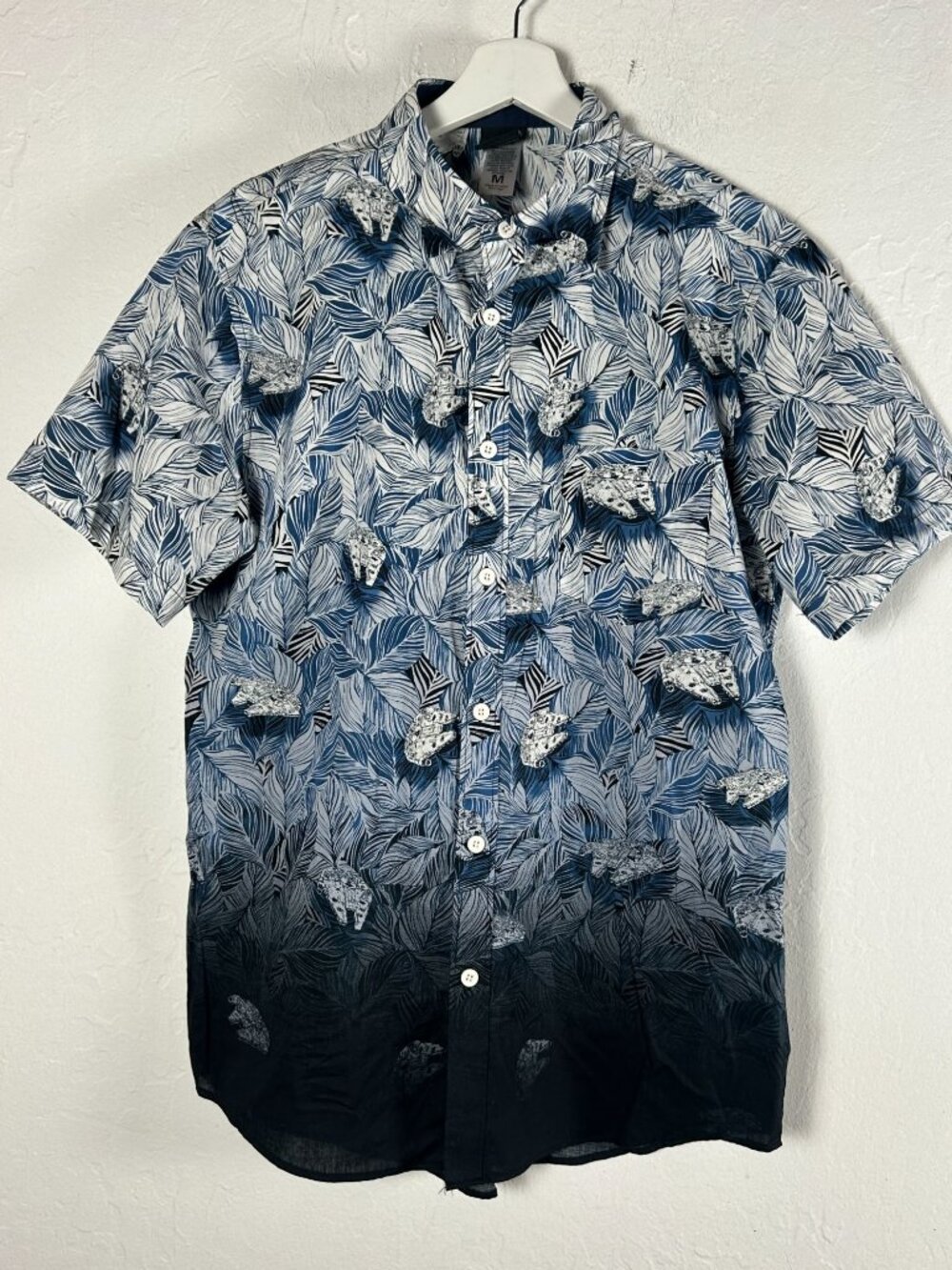 Star Wars Mens Millennium Falcon Shirt Medium Hawaiian Short Sleeve Button Up
